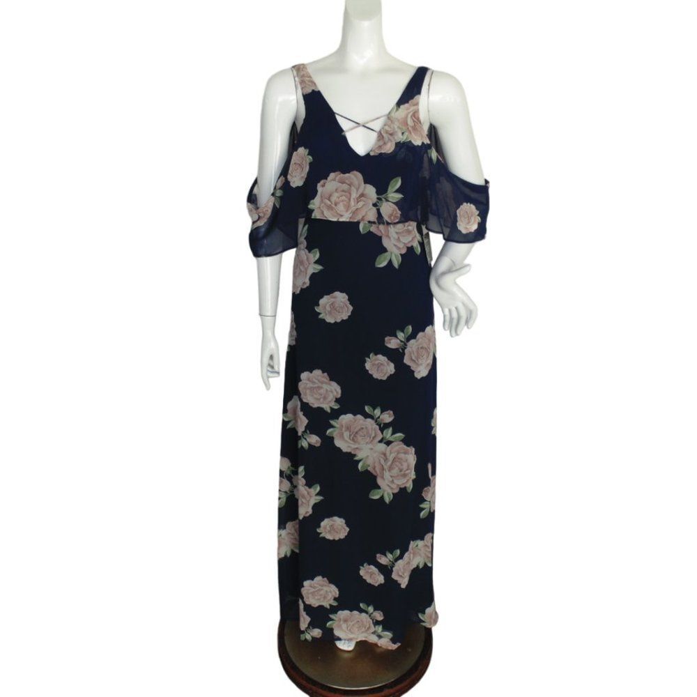 new LULUS Maxi Dress, XS, Very Thought of You, Navy Blue, Floral, Strappy